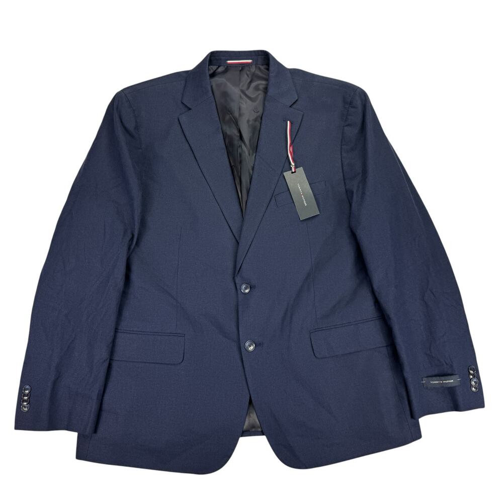 Tommy Hilfiger Mens Conrad Modern Fit Linen Blend Sport Coat Navy Blue 48R